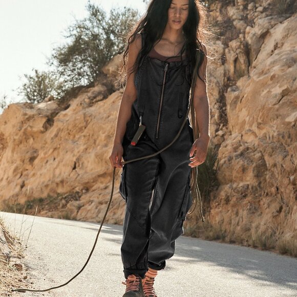 Free People Movement Fast Track Onesie Washed Black/Charcoal Sz S - Picture 1 of 10